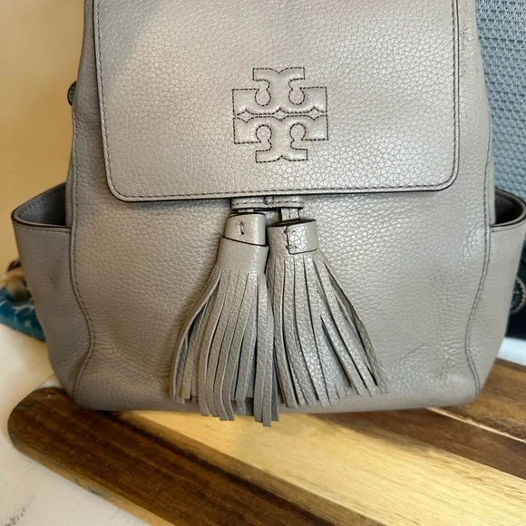 Tory Burch | Bags | Tori Burch Gray Leather Backpack | Poshmark display picture 3